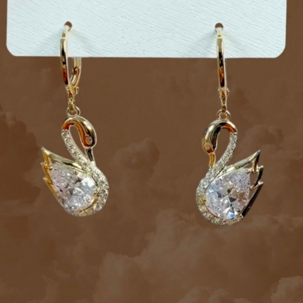 Crystal Swan Earrings